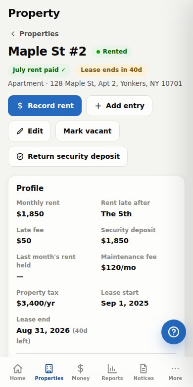 Property page on a phone
